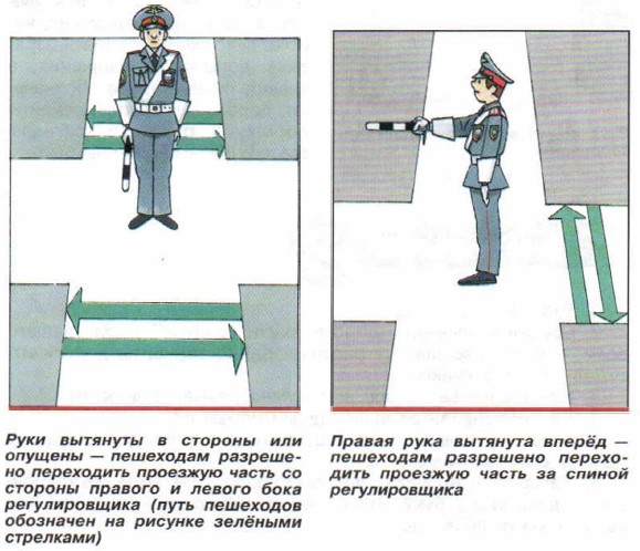 Знаки регулировщика для пешеходов в картинках с описанием